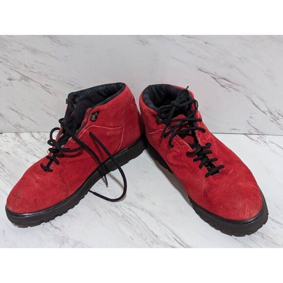 Tretorn Women's Red Suede Lace-Up Almond Toe Ankle Boots Size 8 - Picture 1 of 9